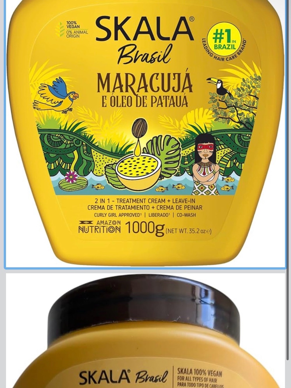SKALA - Brasil -(Passion Fruit & Pataua Oil 2 in 1 Treatment Cream 35.27 Oz)